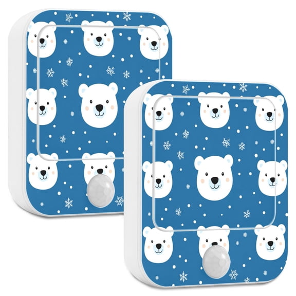 Yayeee LED Night Lights with Motion Detectors Auto Dusk to Dawn Light Sensors, 2 Pack, Blue Polar Bear