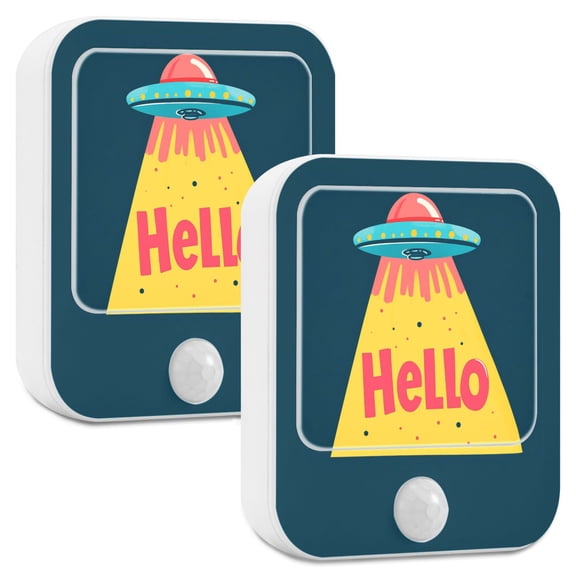 Yayeee 2-Pack Plug in LED Night Lights with Light Sensors Motion Detectors, Blue UFO
