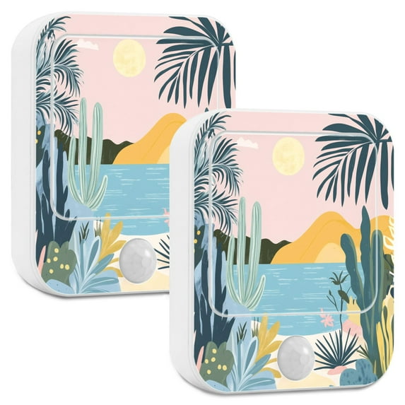 Yayeee 2-Pack Plug in LED Night Lights with Light Sensors Motion Detectors, Boho Style Sun