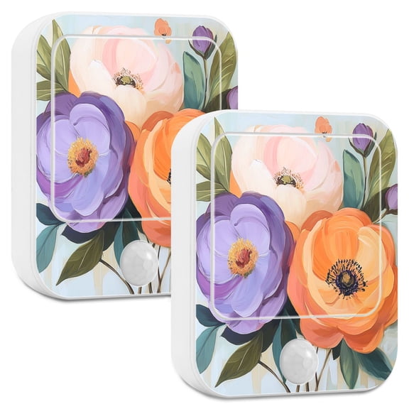 Yayeee LED Night Lights with Motion Detectors Auto Dusk to Dawn Light Sensors, 2 Pack, Bright Flowers