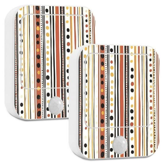 Yayeee 2-Pack Plug in LED Night Lights with Light Sensors Motion Detectors, Brown Abstract Dots