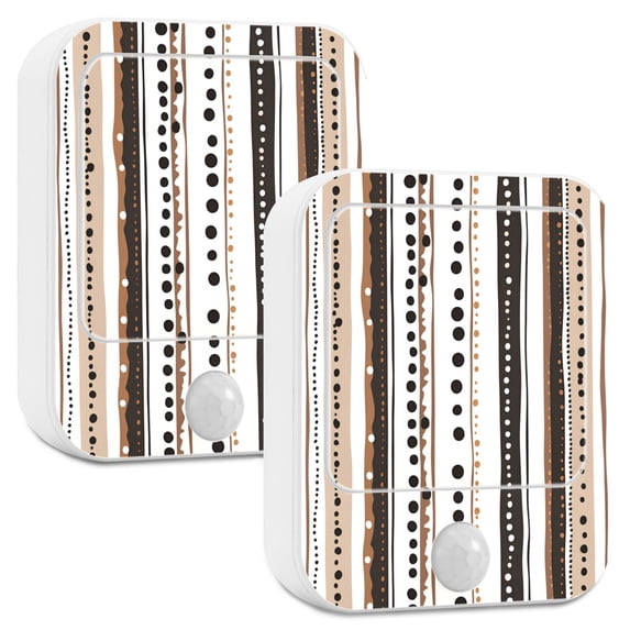 Yayeee 2-Pack Plug in LED Night Lights with Light Sensors Motion Detectors, Brown Abstract Stripes