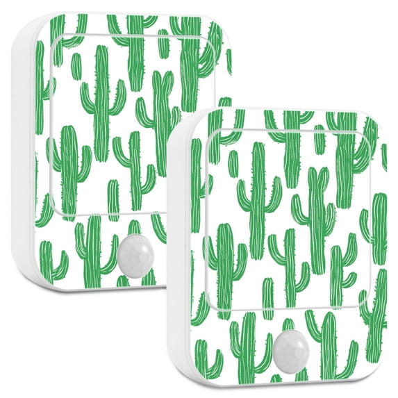 Yayeee LED Night Lights with Motion Detectors Auto Dusk to Dawn Light Sensors, 2 Pack, Cactus Pattern