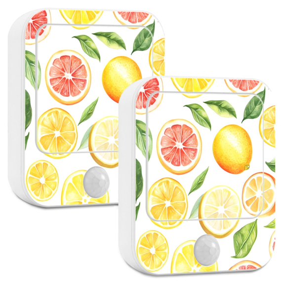 Yayeee 2-Pack Plug in LED Night Lights with Light Sensors Motion Detectors, Candy Lemon
