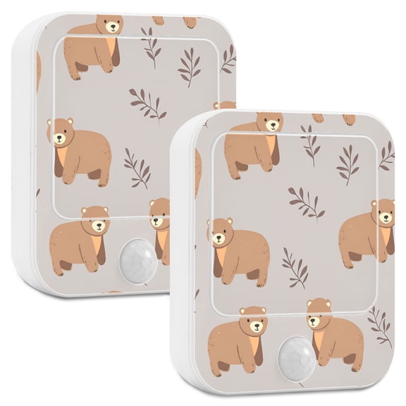 Yayeee LED Night Lights with Motion Detectors Auto Dusk to Dawn Light Sensors, 2 Pack, Cartoon Bear