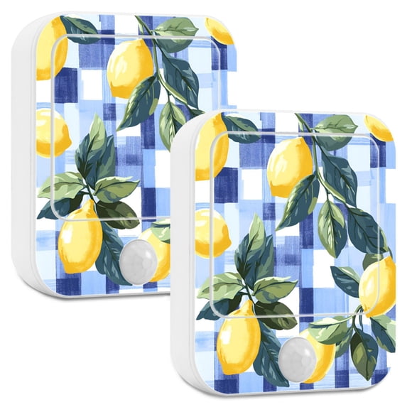 Yayeee 2-Pack Plug in LED Night Lights with Light Sensors Motion Detectors, Cartoon Lemon Leaves