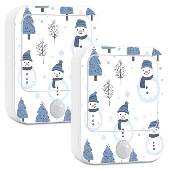 Yayeee 2-Pack Plug in LED Night Lights with Light Sensors Motion Detectors, Cartoon Snowmen