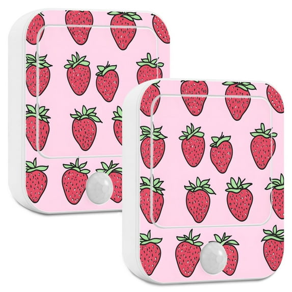 Yayeee 2-Pack Plug in LED Night Lights with Light Sensors Motion Detectors, Cartoon Strawberry