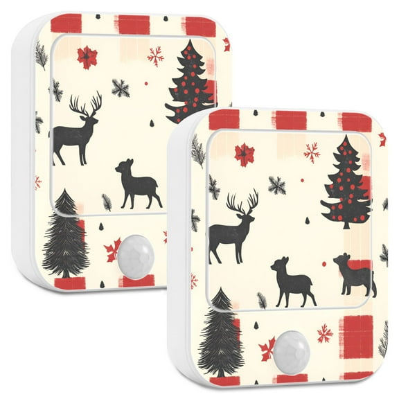 Yayeee 2-Pack Plug in LED Night Lights with Light Sensors Motion Detectors, Christmas Forest