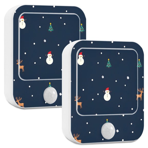 Yayeee LED Night Lights with Motion Detectors Auto Dusk to Dawn Light Sensors, 2 Pack, Christmas Whimsy