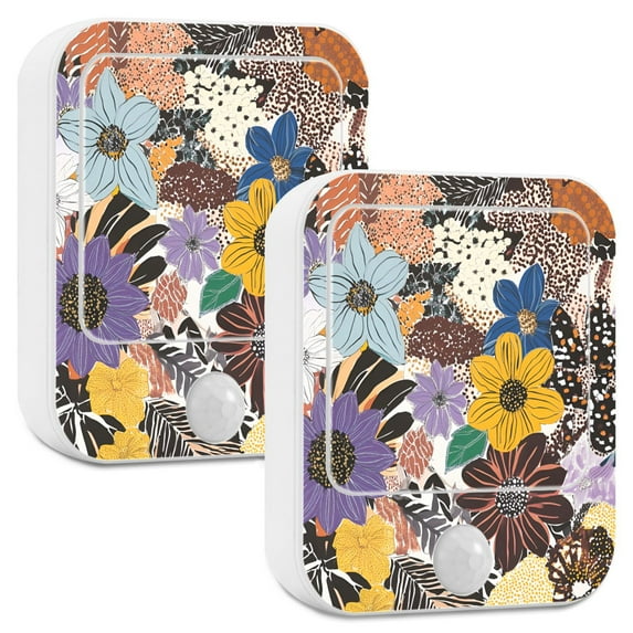 Yayeee 2-Pack Plug in LED Night Lights with Light Sensors Motion Detectors, Colorful Flowers