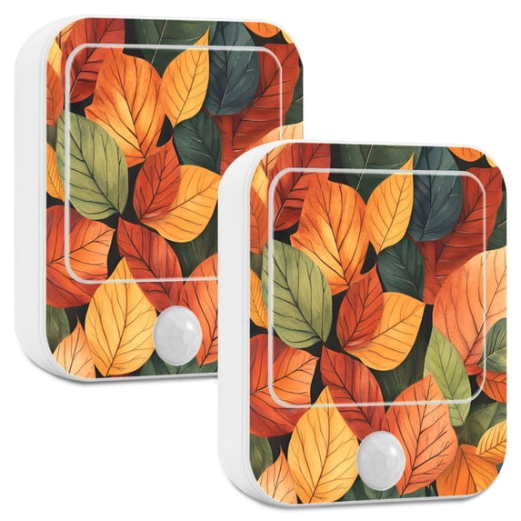 Yayeee LED Night Lights with Motion Detectors Auto Dusk to Dawn Light Sensors, 2 Pack, Colorful Leaves