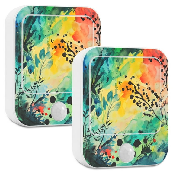 Yayeee 2-Pack Plug in LED Night Lights with Light Sensors Motion Detectors, Colorful Plants