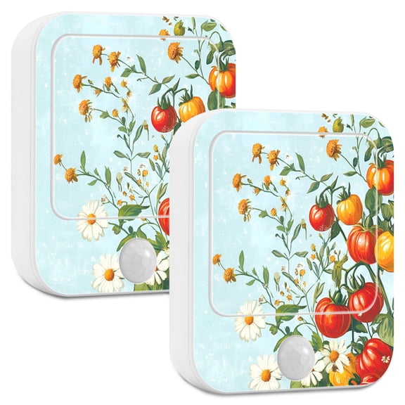 Yayeee 2-Pack Plug in LED Night Lights with Light Sensors Motion Detectors, Colorful Tomatoes