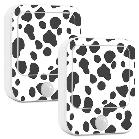 Yayeee 2-Pack Plug in LED Night Lights with Light Sensors Motion Detectors, Cow Spots