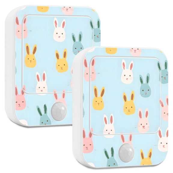 Yayeee 2-Pack Plug in LED Night Lights with Light Sensors Motion Detectors, Cute Rabbits