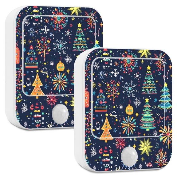 Yayeee LED Night Lights with Motion Detectors Auto Dusk to Dawn Light Sensors, 2 Pack, Dark Blue Christmas