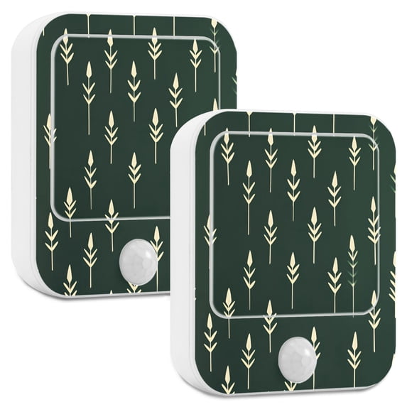 Yayeee LED Night Lights with Motion Detectors Auto Dusk to Dawn Light Sensors, 2 Pack, Dark Green Plants