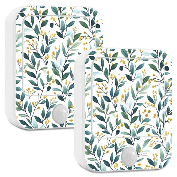 Yayeee 2-Pack Plug in LED Night Lights with Light Sensors Motion Detectors, Darker Leafy Pattern