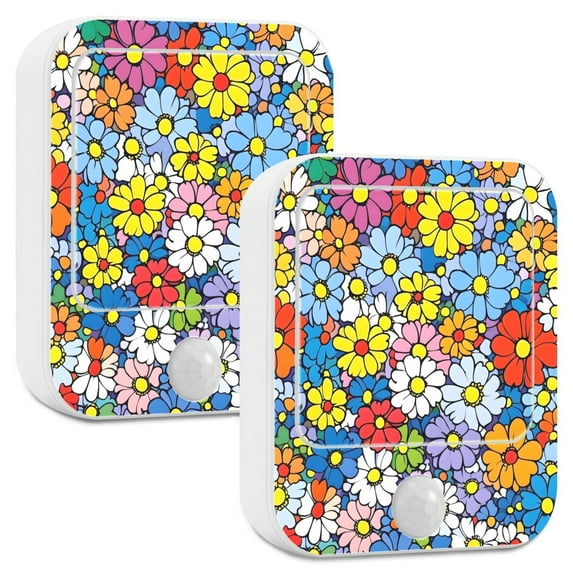 Yayeee 2-Pack Plug in LED Night Lights with Light Sensors Motion Detectors, Floral Fiesta
