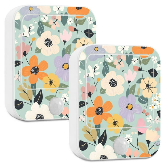 Yayeee 2-Pack Plug in LED Night Lights with Light Sensors Motion Detectors, Floral Pattern