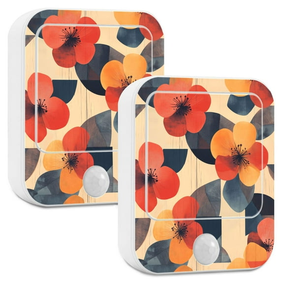 Yayeee 2-Pack Plug in LED Night Lights with Light Sensors Motion Detectors, Flowers Pattern