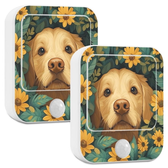 Yayeee LED Night Lights with Motion Detectors Auto Dusk to Dawn Light Sensors, 2 Pack, Flowers and Dog
