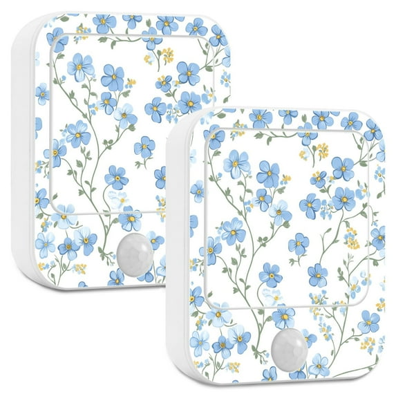 Yayeee 2-Pack Plug in LED Night Lights with Light Sensors Motion Detectors, Forget Me Not