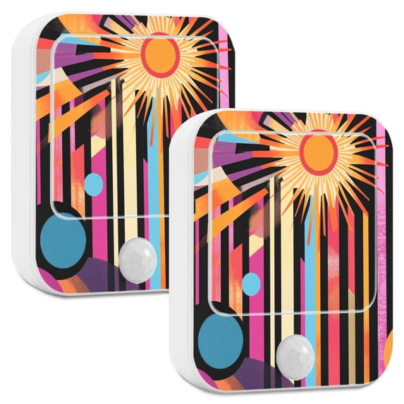 Yayeee LED Night Lights with Motion Detectors Auto Dusk to Dawn Light Sensors, 2 Pack, Futuristic Sun