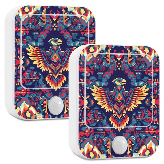 Yayeee 2-Pack Plug in LED Night Lights with Light Sensors Motion Detectors, Geometric Eagle