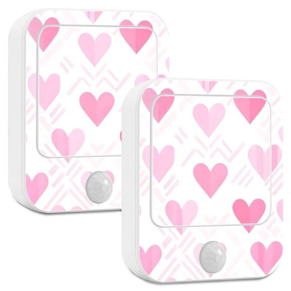 Yayeee LED Night Lights with Motion Detectors Auto Dusk to Dawn Light Sensors, 2 Pack, Geometric Love