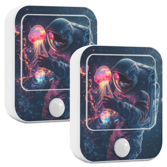Yayeee LED Night Lights with Motion Detectors Auto Dusk to Dawn Light Sensors, 2 Pack, Glowing Jellyfish