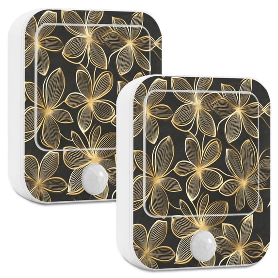 Yayeee LED Night Lights with Motion Detectors Auto Dusk to Dawn Light Sensors, 2 Pack, Golden Elegance