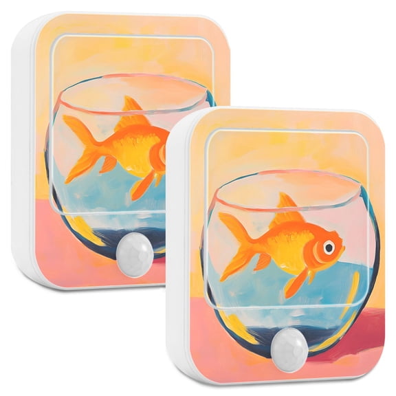 Yayeee 2-Pack Plug in LED Night Lights with Light Sensors Motion Detectors, Goldfish