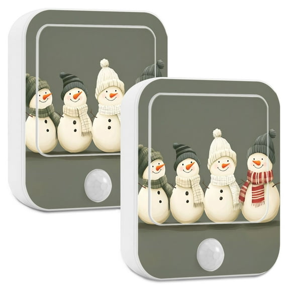 Yayeee LED Night Lights with Motion Detectors Auto Dusk to Dawn Light Sensors, 2 Pack, Gray Snowmen