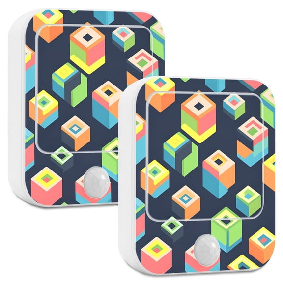 Yayeee 2-Pack Plug in LED Night Lights with Light Sensors Motion Detectors, Green Cubes