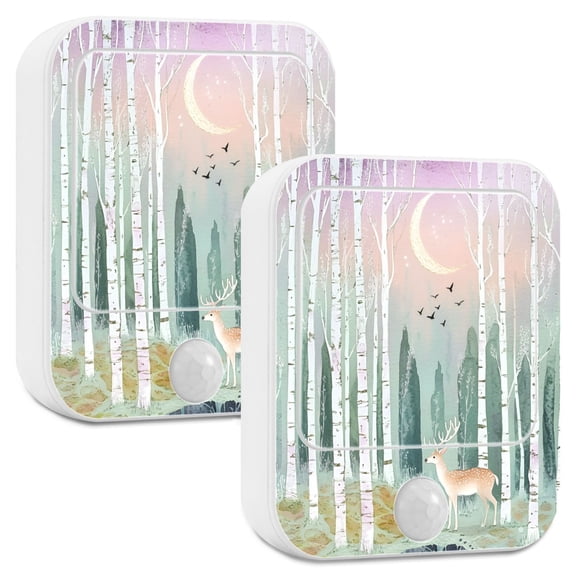 Yayeee LED Night Lights with Motion Detectors Auto Dusk to Dawn Light Sensors, 2 Pack, Green Deer
