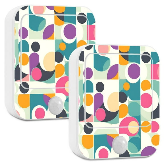 Yayeee 2-Pack Plug in LED Night Lights with Light Sensors Motion Detectors, Green Geometric