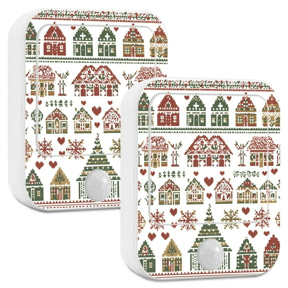Yayeee 2-Pack Plug in LED Night Lights with Light Sensors Motion Detectors, Green Nordic Christmas House
