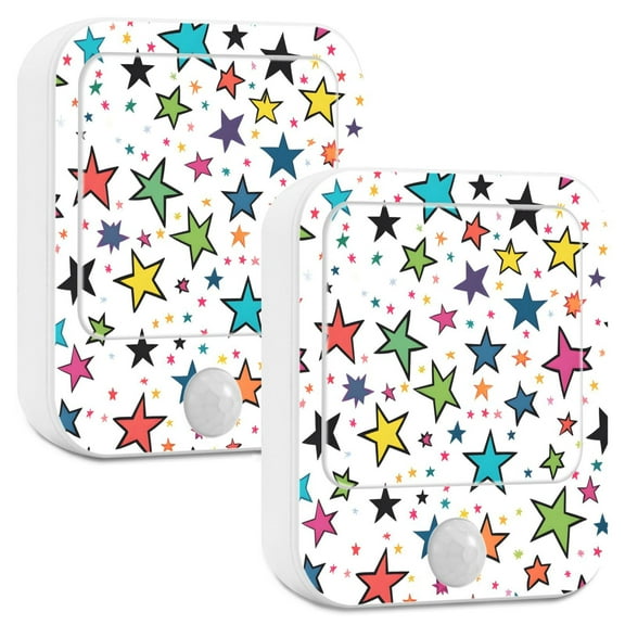 Yayeee 2-Pack Plug in LED Night Lights with Light Sensors Motion Detectors, Green Stars