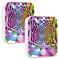 thumbnail image 1 of Yayeee 2-Pack Plug in LED Night Lights with Light Sensors Motion Detectors, Green Wavy Plaid, 1 of 7
