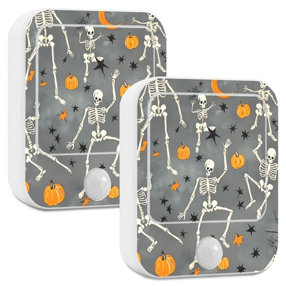 Yayeee LED Night Lights with Motion Detectors Auto Dusk to Dawn Light Sensors, 2 Pack, Halloween Dancing Skeleton