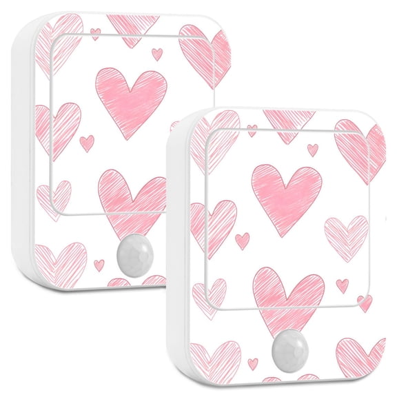 Yayeee LED Night Lights with Motion Detectors Auto Dusk to Dawn Light Sensors, 2 Pack, Hand Drawn Hearts