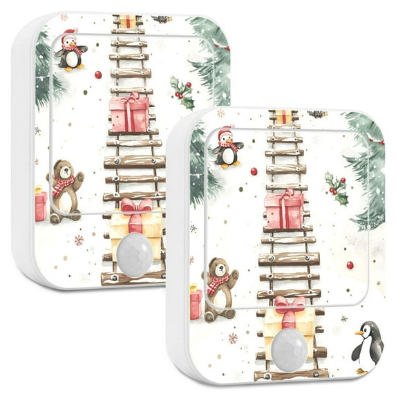 Yayeee 2-Pack Plug in LED Night Lights with Light Sensors Motion Detectors, Holiday Train