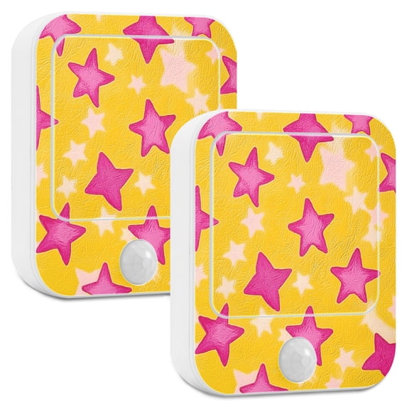 Yayeee LED Night Lights with Motion Detectors Auto Dusk to Dawn Light Sensors, 2 Pack, Large Pink Stars
