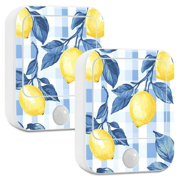 Yayeee 2-Pack Plug in LED Night Lights with Light Sensors Motion Detectors, Light Blue Lemon