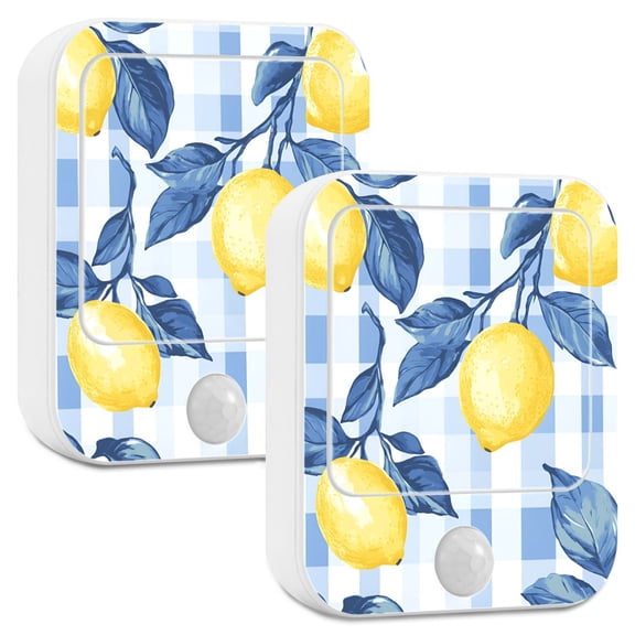 Yayeee LED Night Lights with Motion Detectors Auto Dusk to Dawn Light Sensors, 2 Pack, Light Blue Lemon