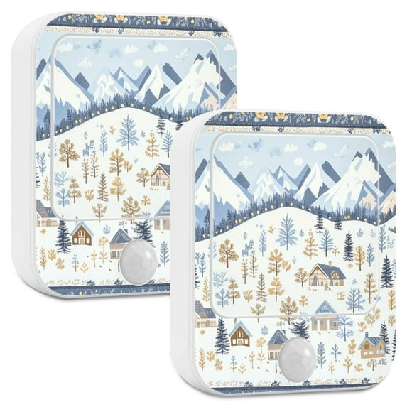 Yayeee LED Night Lights with Motion Detectors Auto Dusk to Dawn Light Sensors, 2 Pack, Light Blue Mountain