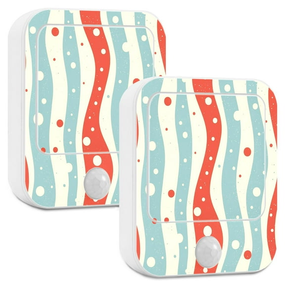 Yayeee 2-Pack Plug in LED Night Lights with Light Sensors Motion Detectors, Light Blue Pattern