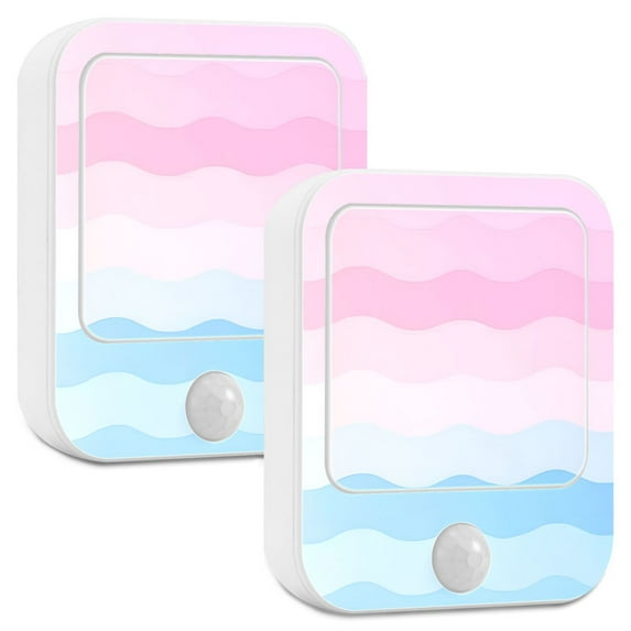 Yayeee LED Night Lights with Motion Detectors Auto Dusk to Dawn Light Sensors, 2 Pack, Light Pink Stripes